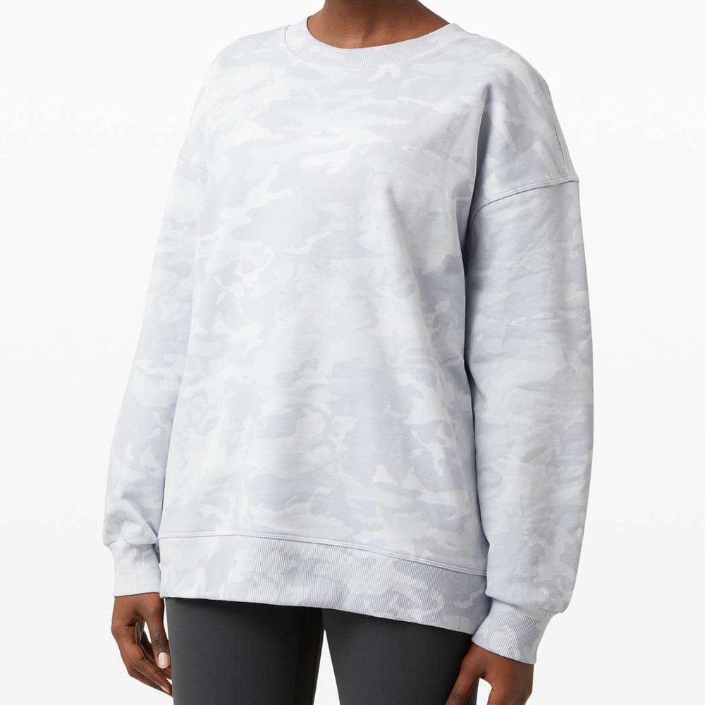 Lululemon White Camo Perfectly Oversized Crewneck Sweater
